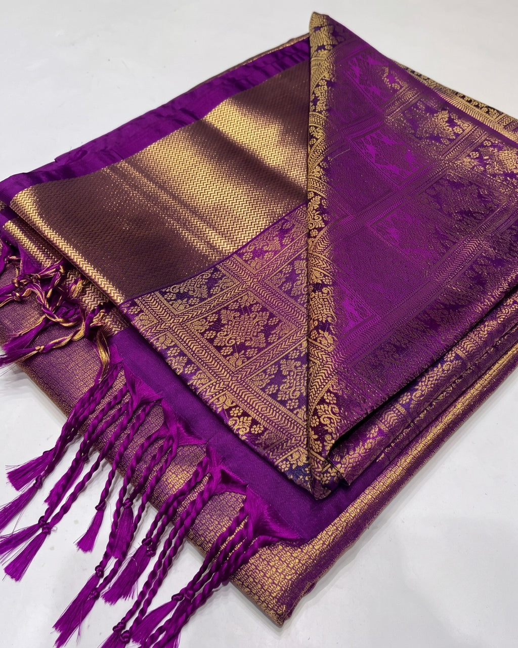 Enesh - Premium Purple Banarasi Wedding Wear Saree