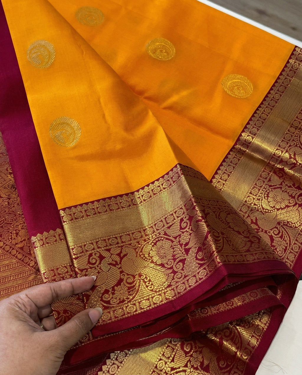 Dhanvi - Festive Mustard Silk Saree with Gold Zari Work