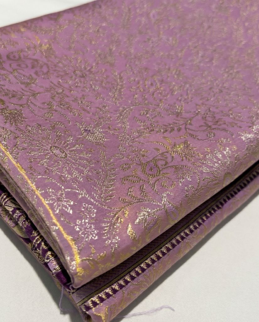 Khushboo - Lavender Banarasi Silk Saree with Rich Wine Zari Border