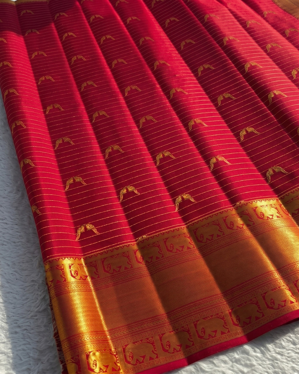 Garima - Royal Elephant Border Kanjivaram Silk Saree