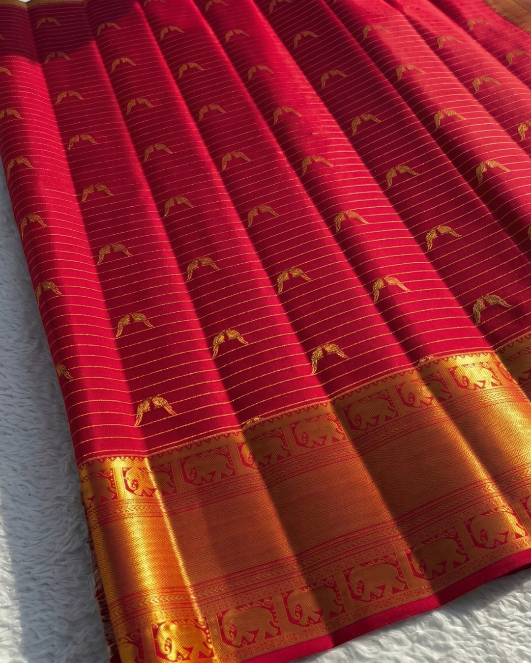 Garima - Royal Elephant Border Kanjivaram Silk Saree