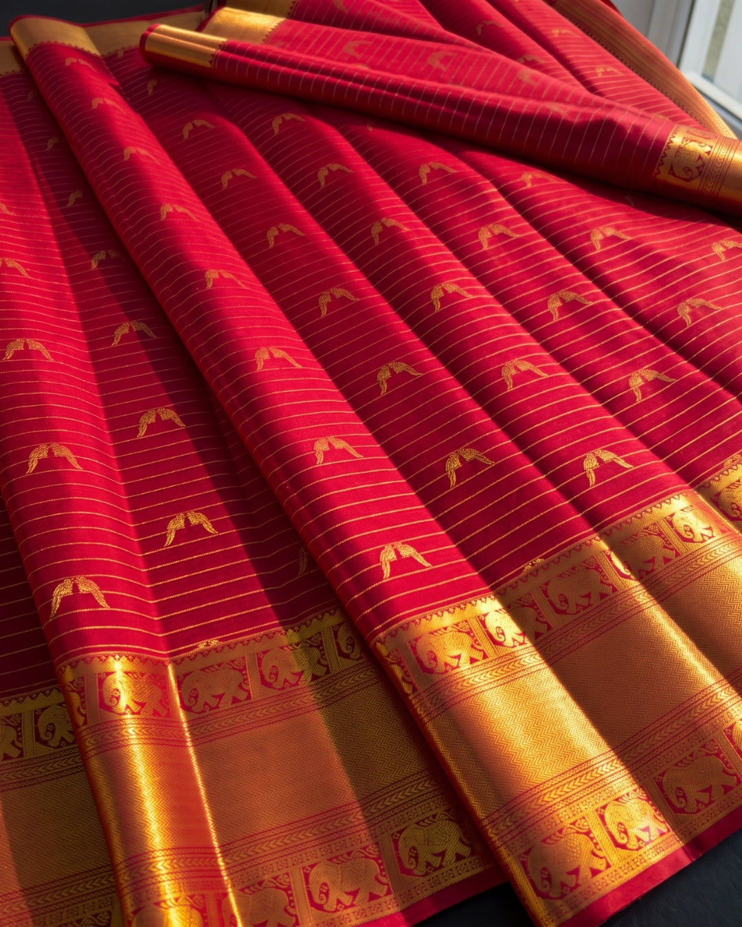 Garima - Royal Elephant Border Kanjivaram Silk Saree