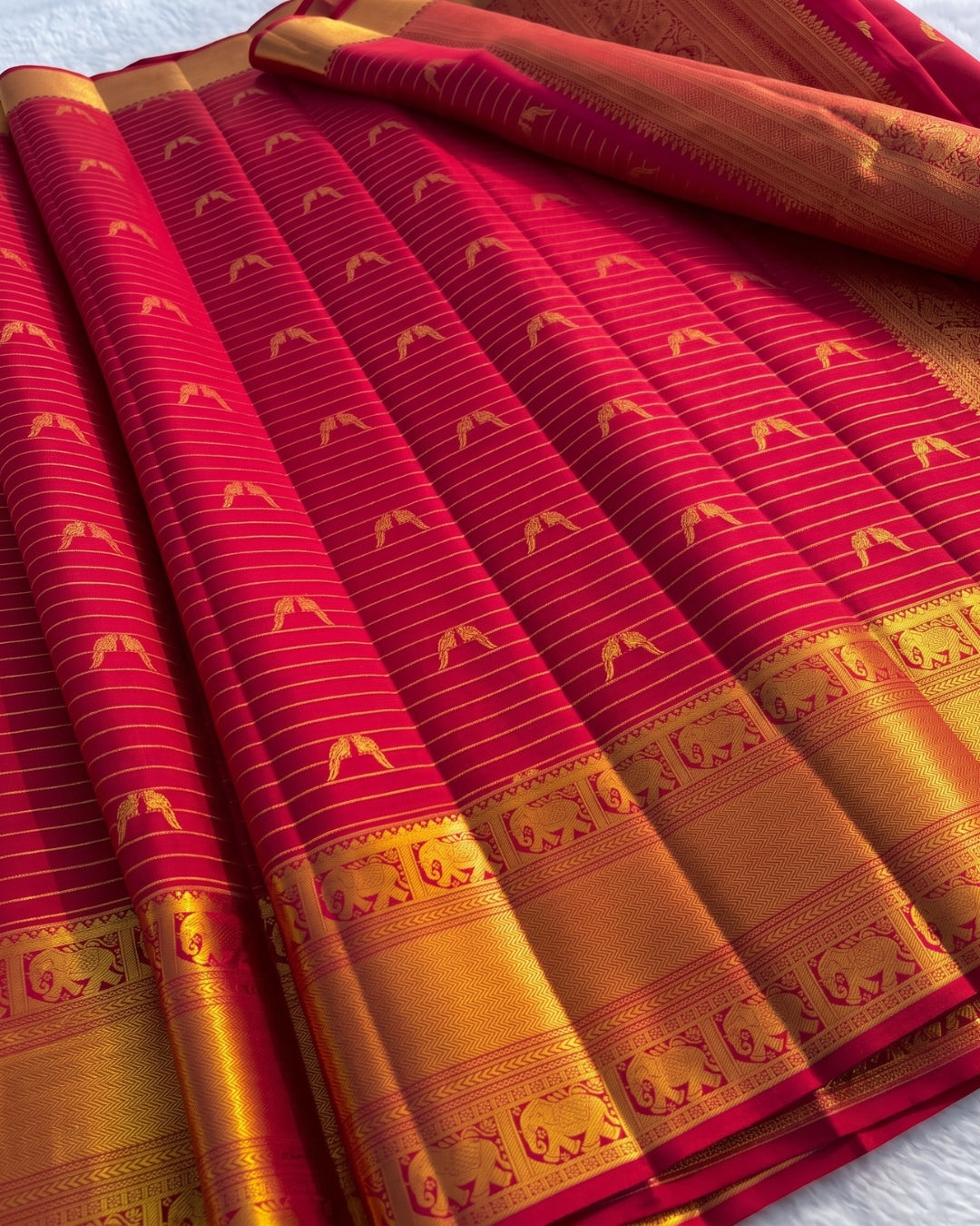 Garima - Royal Elephant Border Kanjivaram Silk Saree