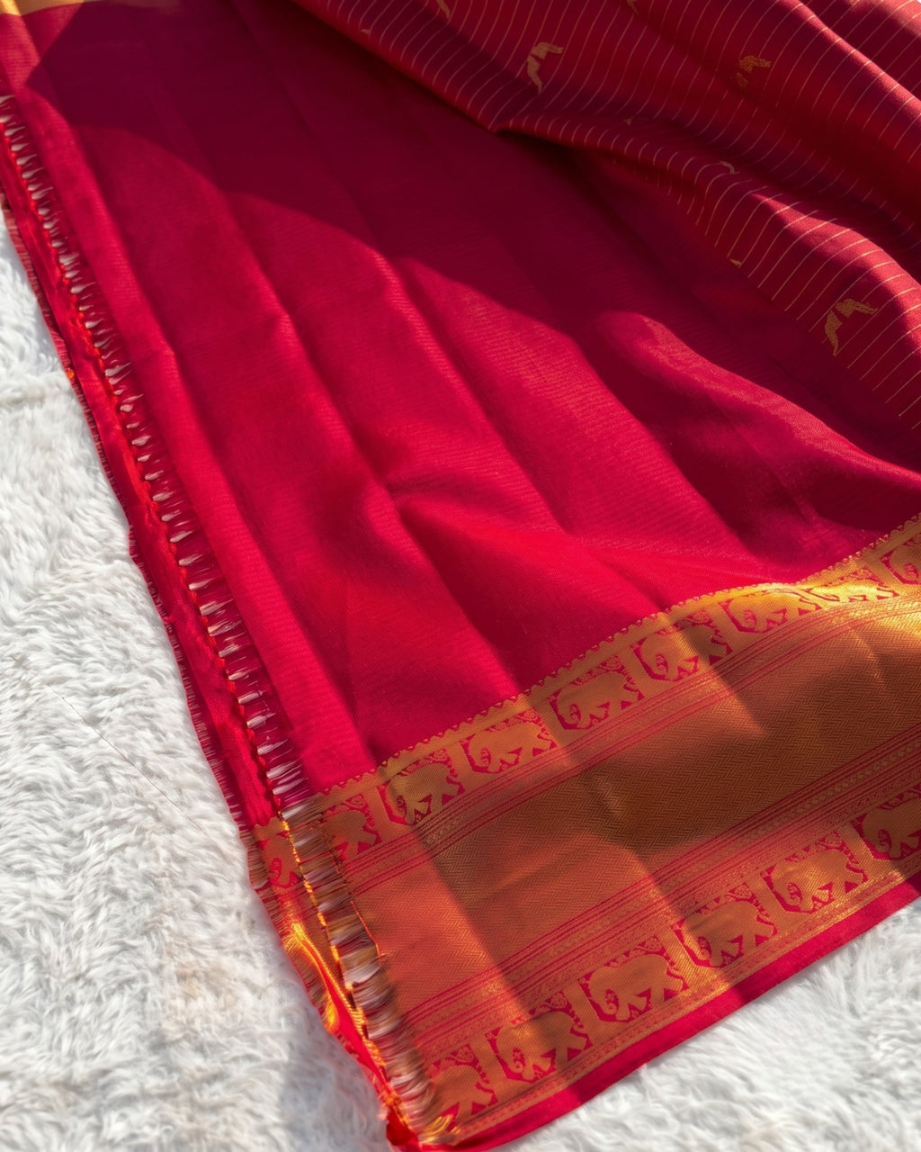 Garima - Royal Elephant Border Kanjivaram Silk Saree