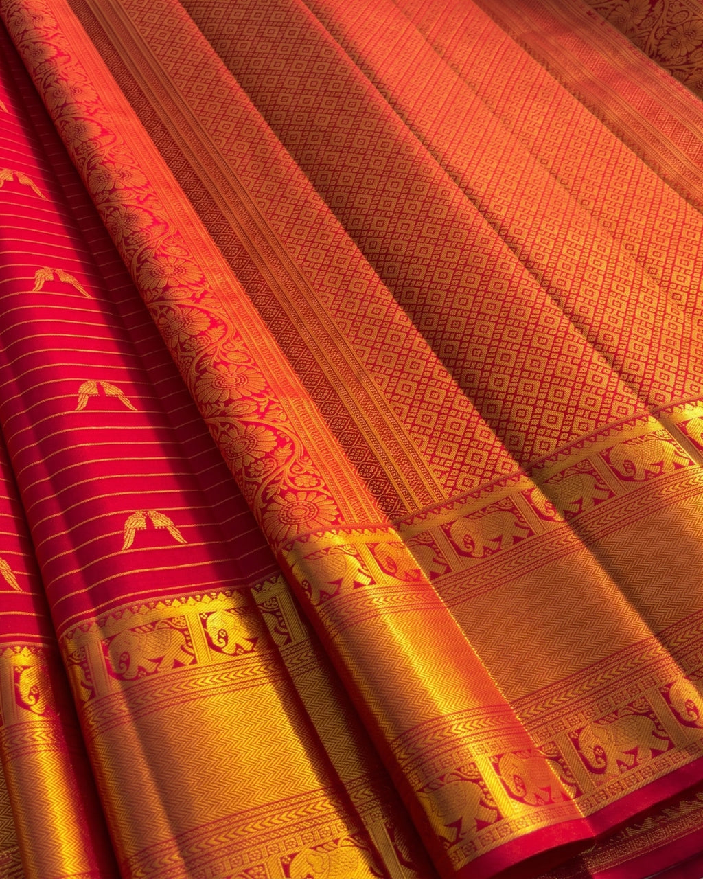 Garima - Royal Elephant Border Kanjivaram Silk Saree