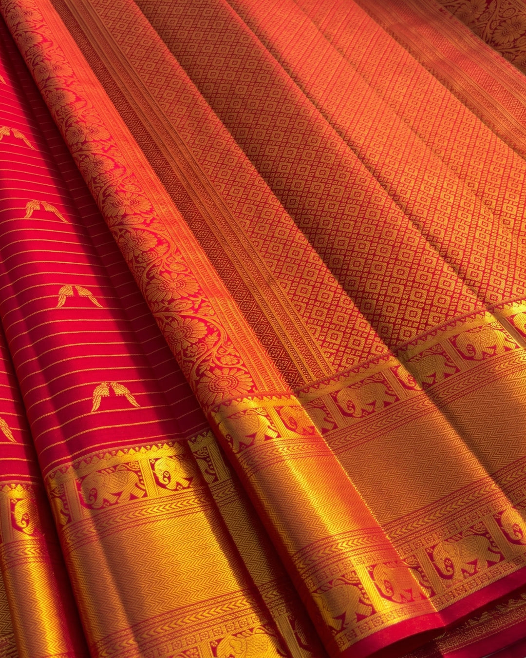 Garima - Royal Elephant Border Kanjivaram Silk Saree