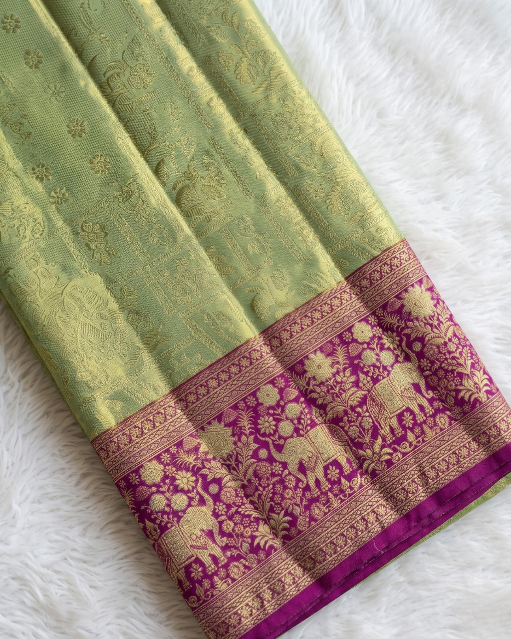 Farah - Premium Mint Green Banarasi Silk Saree