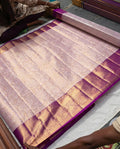 Jivika – Blush Pink & Purple Semi Kanchipuram Tissue Bridal Silk Saree