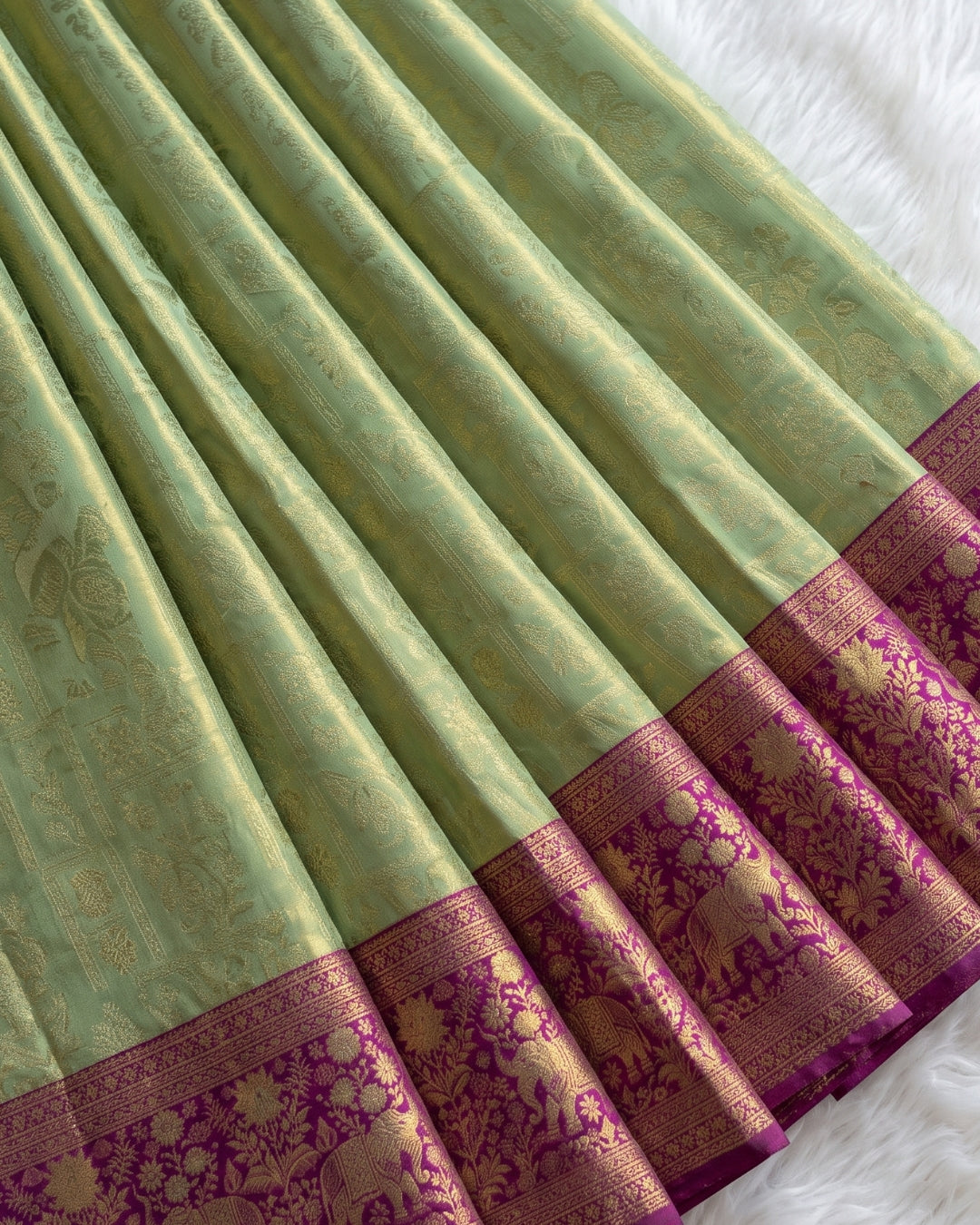 Farah - Premium Mint Green Banarasi Silk Saree