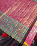 Mohini - Pink Banarasi Silk Saree with Teal Green Zari Border
