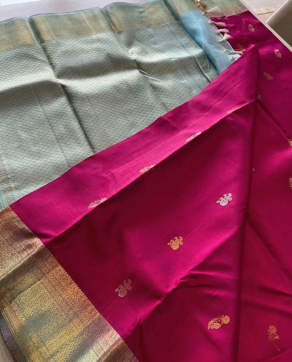 Shakini - Elegant Magenta Silk Saree with Contrast Zari Pallu
