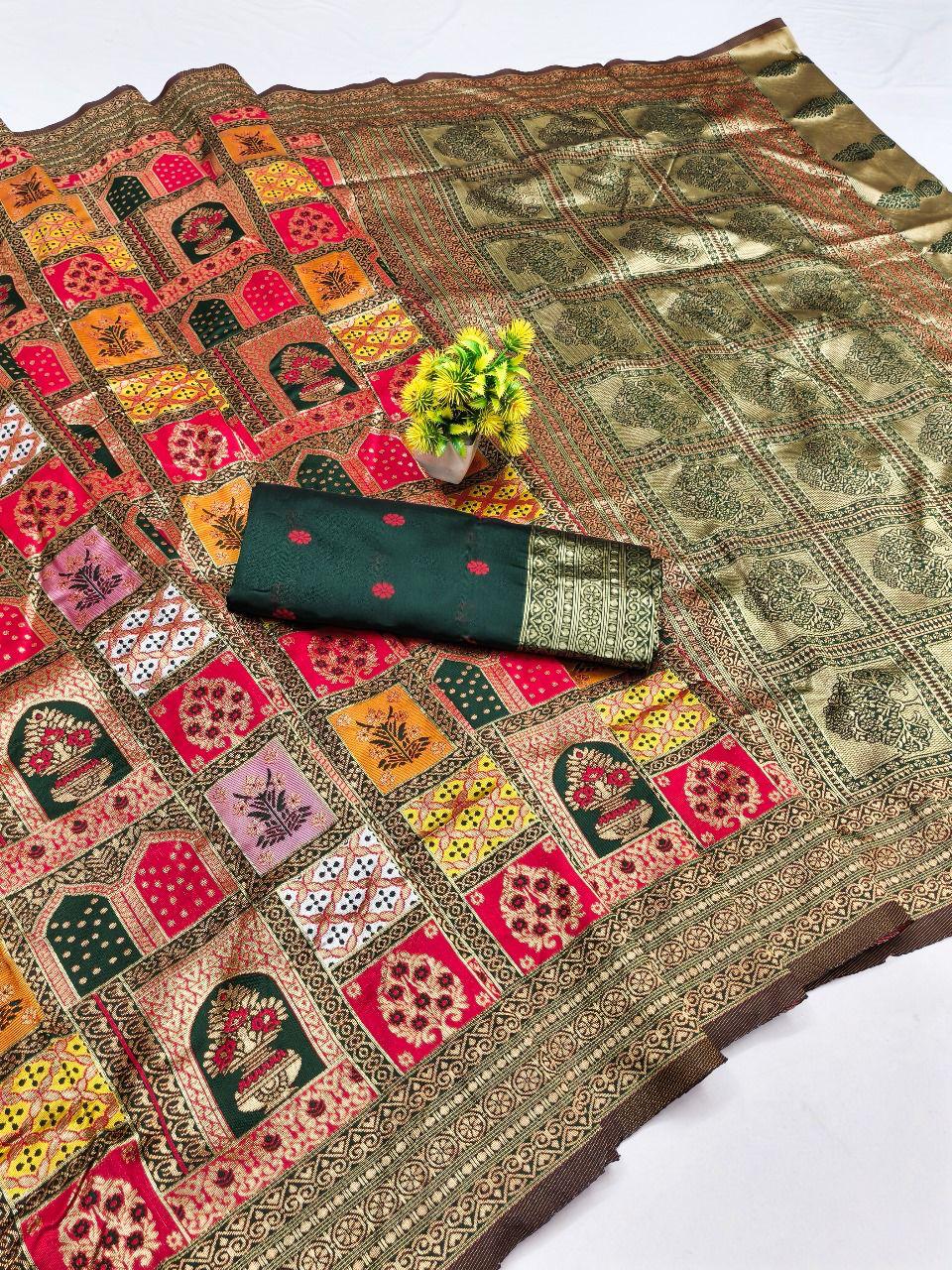 Sabita – Maroon Red Banarasi Soft Silk Saree with Traditional Zari Panel Weave