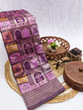 Sabita – Lavender Purple Banarasi Soft Silk Saree with Floral Zari Patchwork Design