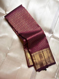Kalpita – Wine Purple Banarasi Soft Silk Saree with Classic Zari Butti & Rich Border