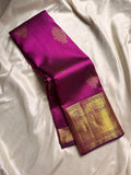 Dakshayani – Rani Pink Banarasi Soft Silk Saree with Gold Zari Butti & Temple Border
