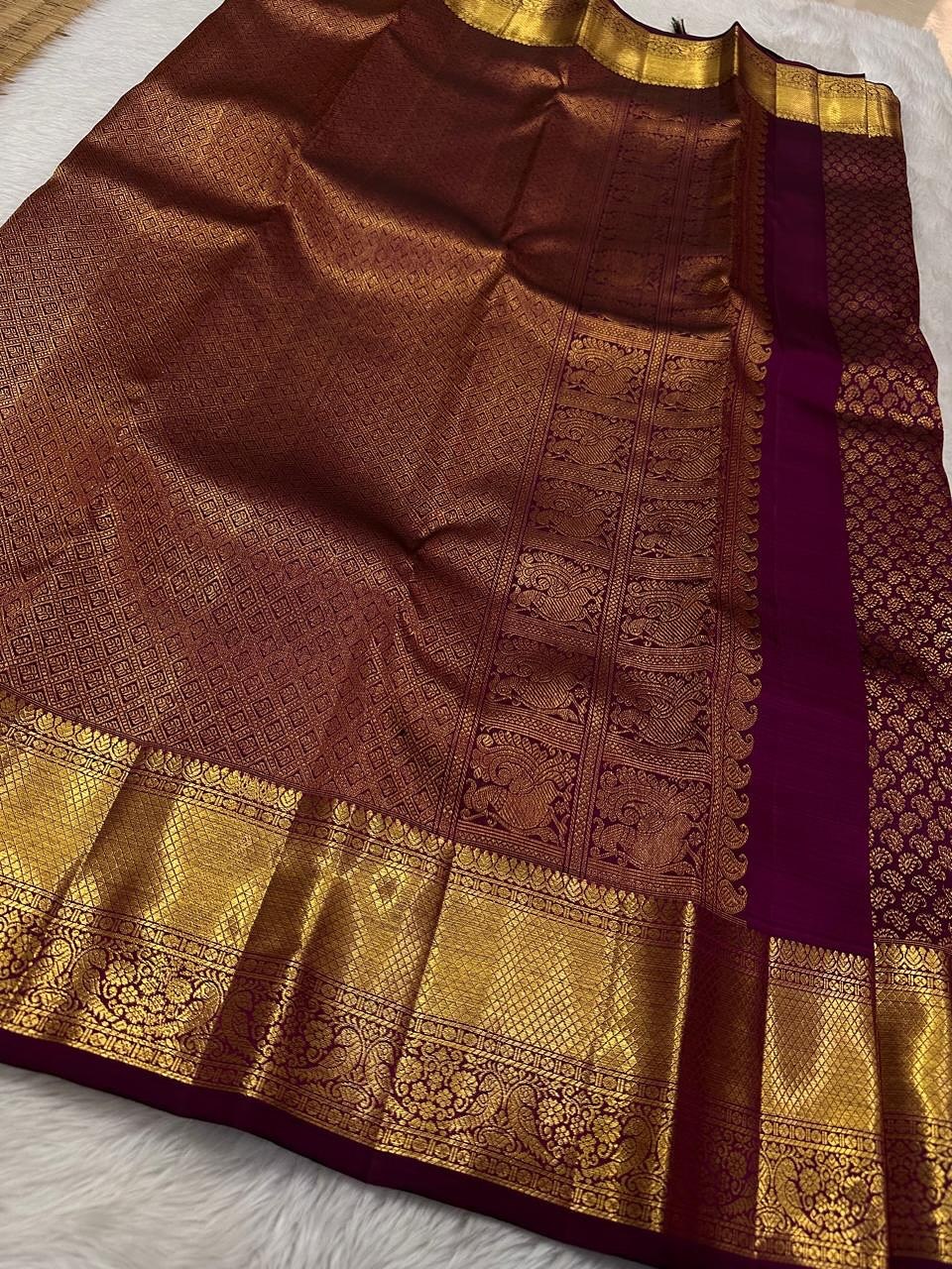 Kalpita – Wine Purple Banarasi Soft Silk Saree with Classic Zari Butti & Rich Border