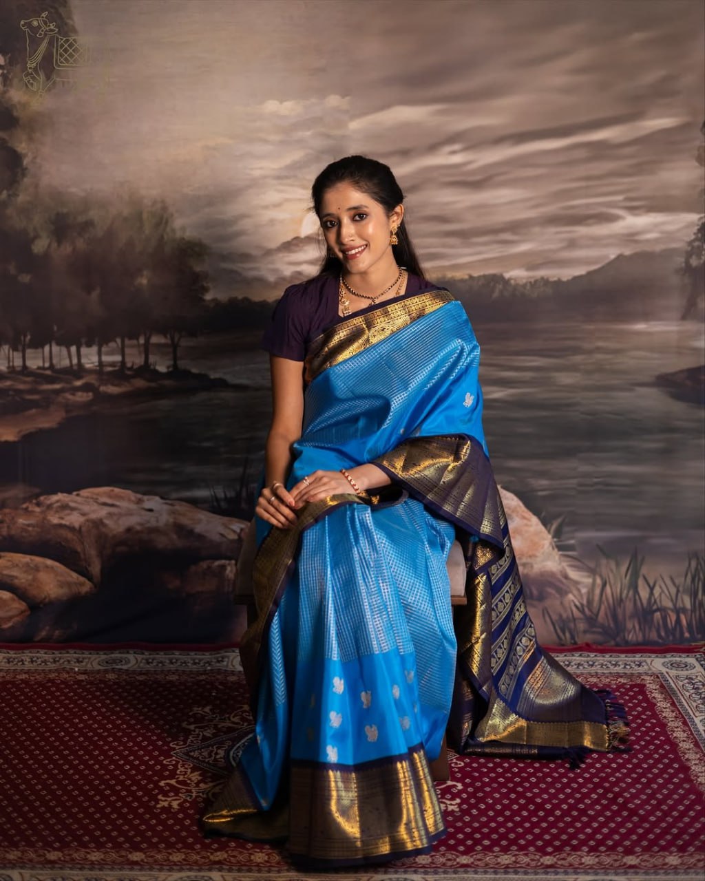 Lekha – Royal Blue Banarasi Soft Silk Saree with Silver Butti & Rich Zari Border
