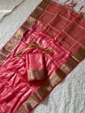 Rose Pink Super Shine Space Silk Saree with Pure Zari Belt Border
