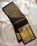 Shruti – Black Gold Banarasi Soft Silk Saree with Antique Zari Butti & Royal Border
