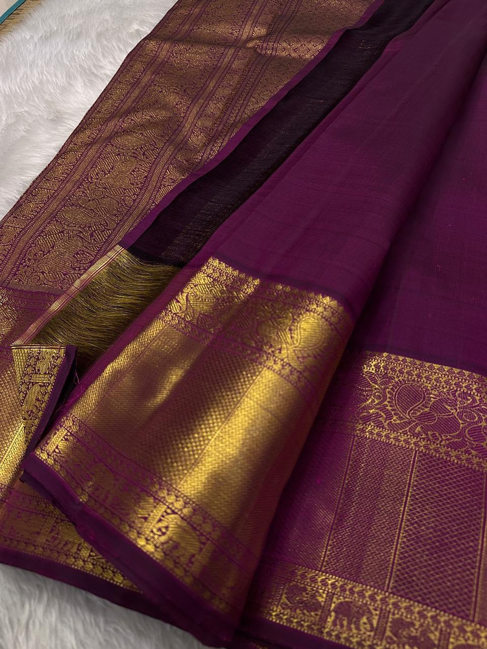 Dakshayani – Rani Pink Banarasi Soft Silk Saree with Gold Zari Butti & Temple Border